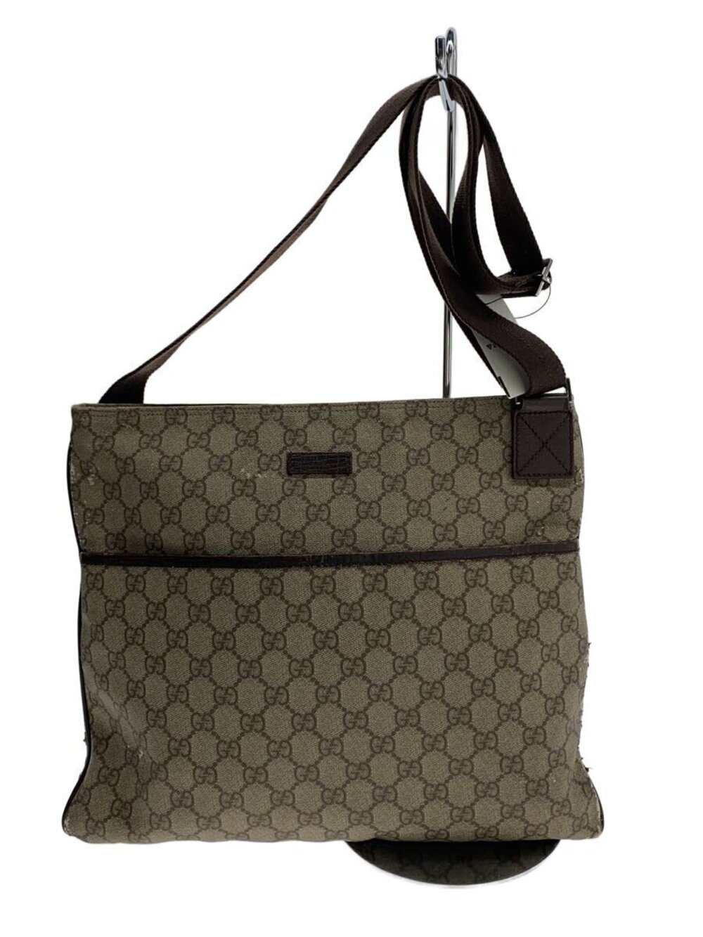 Gucci GG Plus GG Supreme flat messenger shoulder bag monogram canvas brown